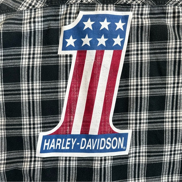 Harley-Davidson Women’s Black Plaid Flannel Button Up One 1 XL - Picture 9 of 11